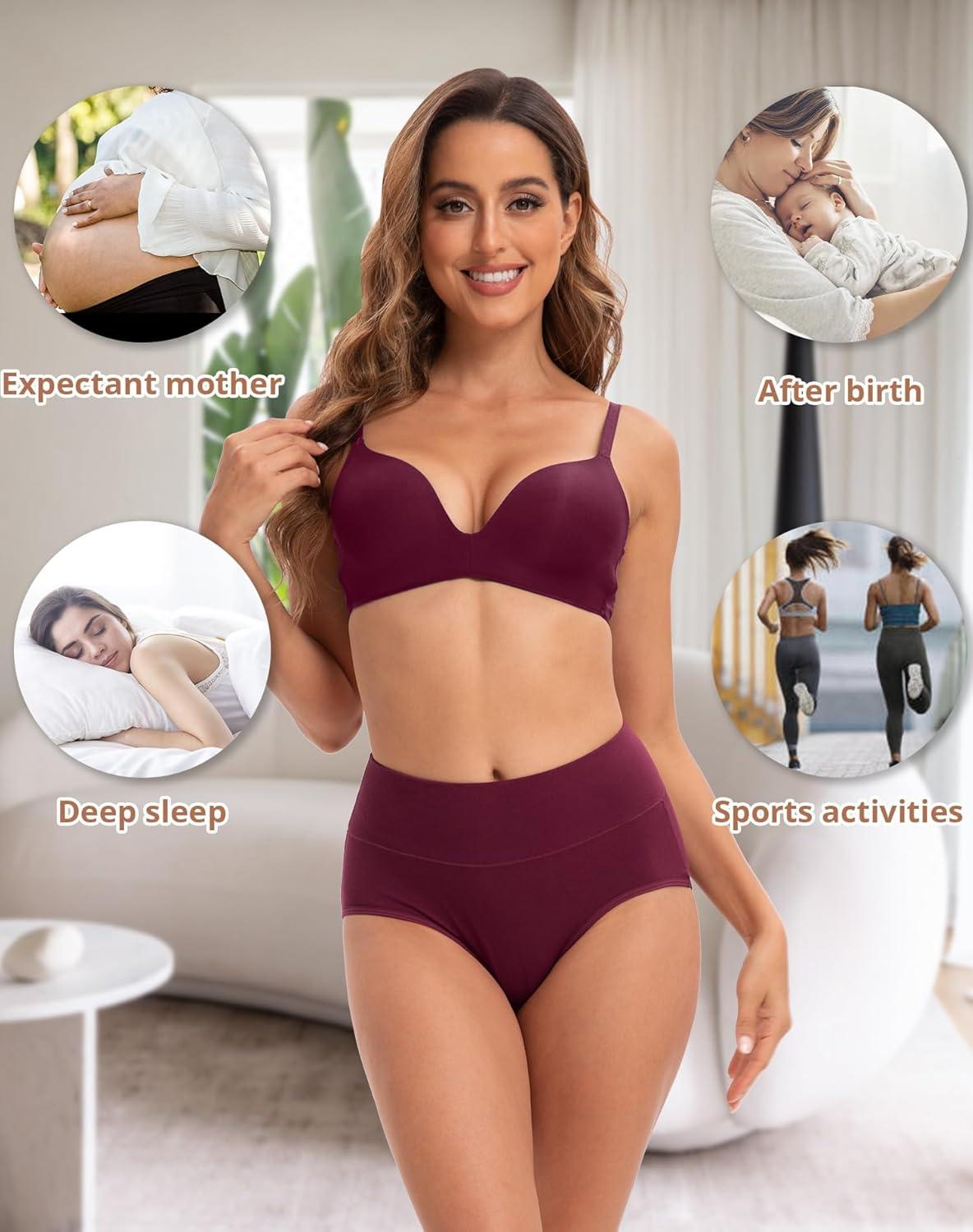 imageINNERSY Womens Underwear Cotton Soft Underwear High Waisted Breathable Briefs 5 PackDeep Grain