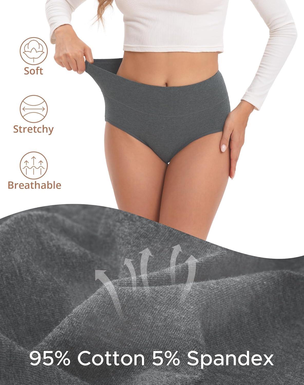 imageINNERSY Womens Underwear Cotton Soft Underwear High Waisted Breathable Briefs 5 PackDusk Denim