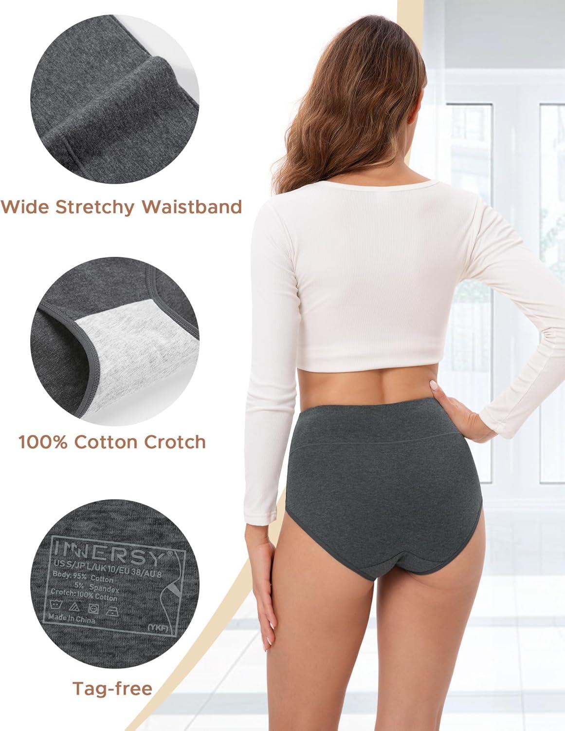 imageINNERSY Womens Underwear Cotton Soft Underwear High Waisted Breathable Briefs 5 PackDusk Denim