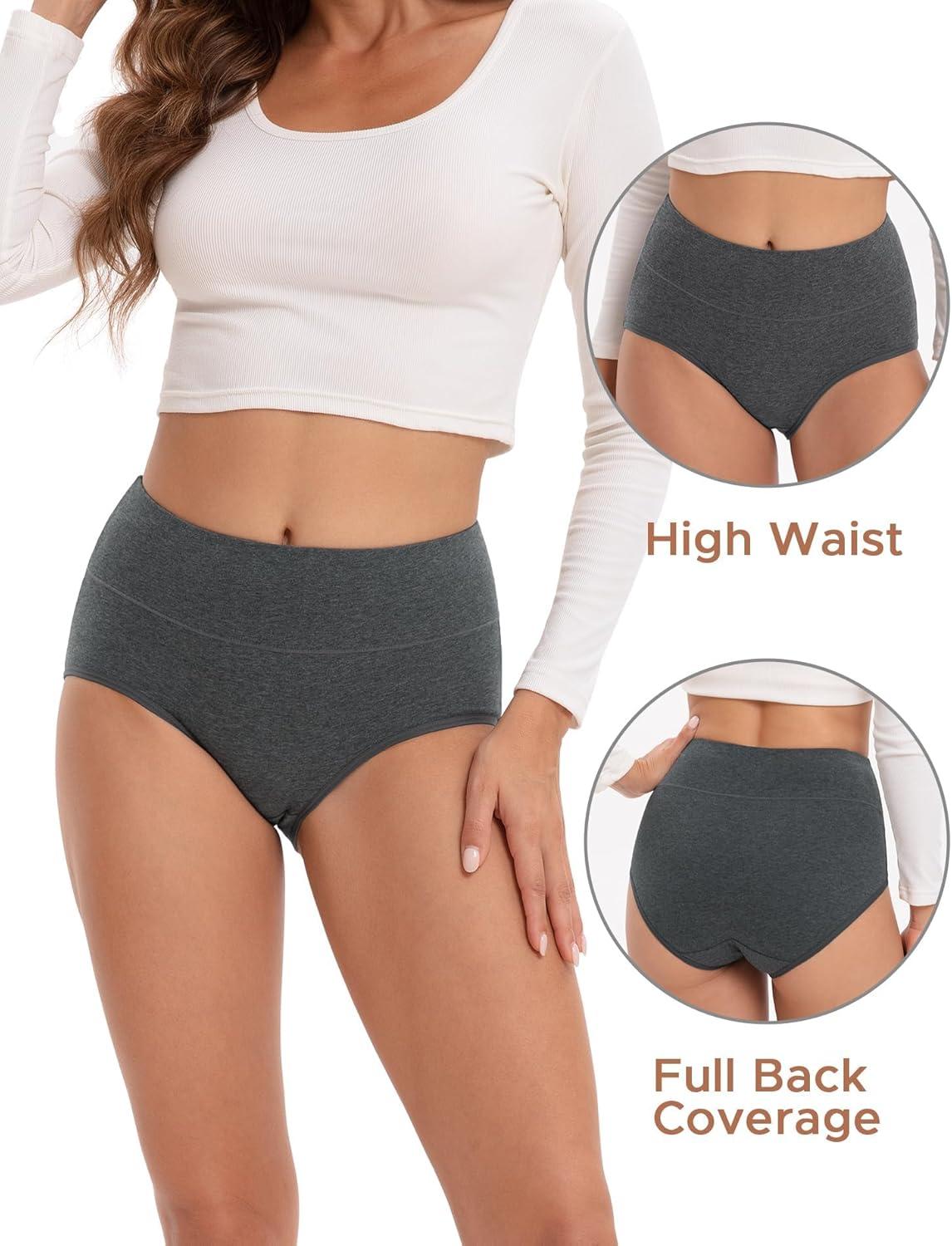 imageINNERSY Womens Underwear Cotton Soft Underwear High Waisted Breathable Briefs 5 PackDusk Denim