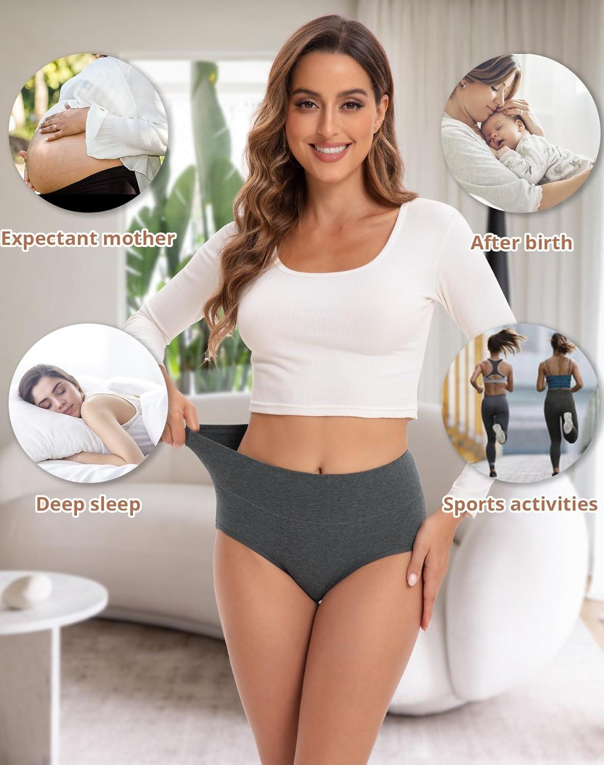 imageINNERSY Womens Underwear Cotton Soft Underwear High Waisted Breathable Briefs 5 PackDusk Denim
