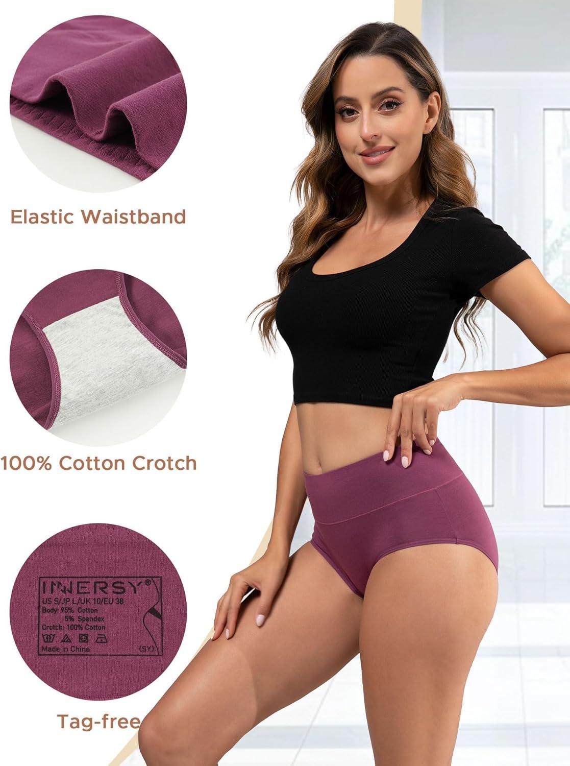 imageINNERSY Womens Underwear Cotton Soft Underwear High Waisted Breathable Briefs 5 PackDusky Glow