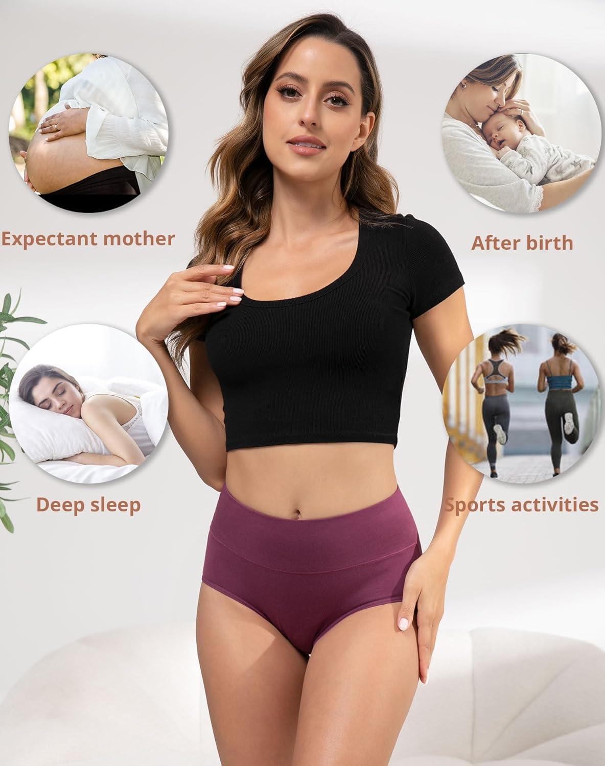 imageINNERSY Womens Underwear Cotton Soft Underwear High Waisted Breathable Briefs 5 PackDusky Glow