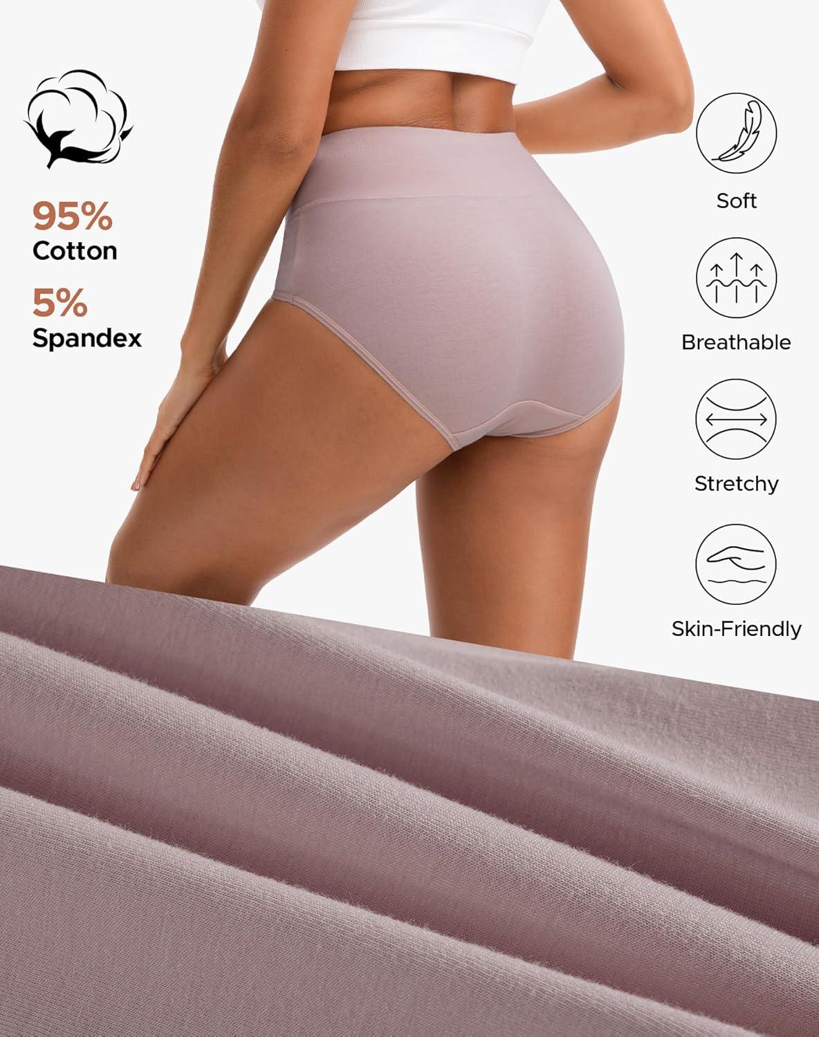 imageINNERSY Womens Underwear Cotton Soft Underwear High Waisted Breathable Briefs 5 PackLight Mist