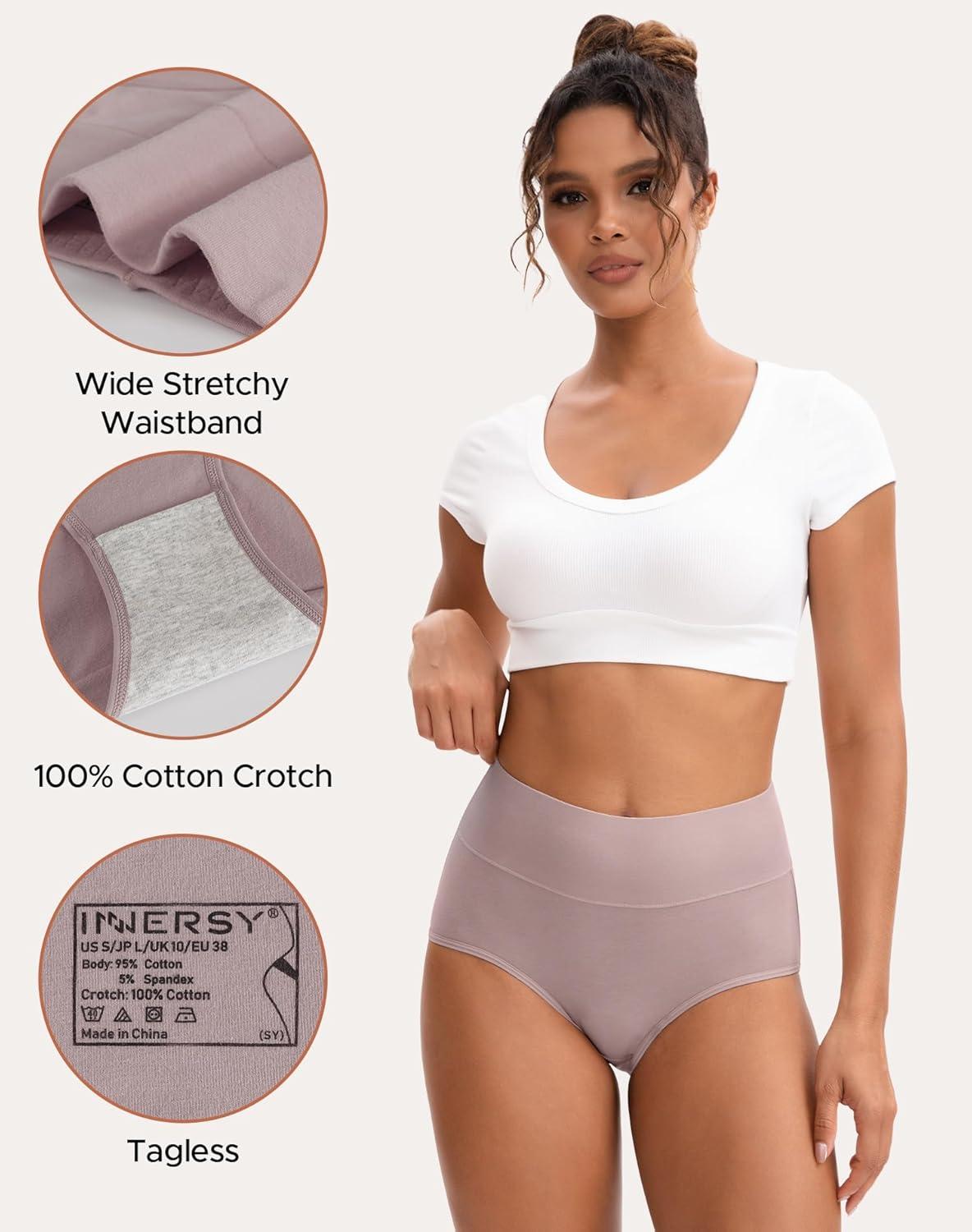 imageINNERSY Womens Underwear Cotton Soft Underwear High Waisted Breathable Briefs 5 PackLight Mist
