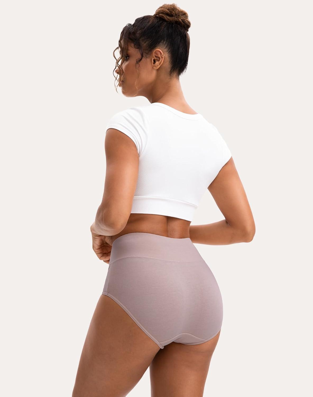 imageINNERSY Womens Underwear Cotton Soft Underwear High Waisted Breathable Briefs 5 PackLight Mist