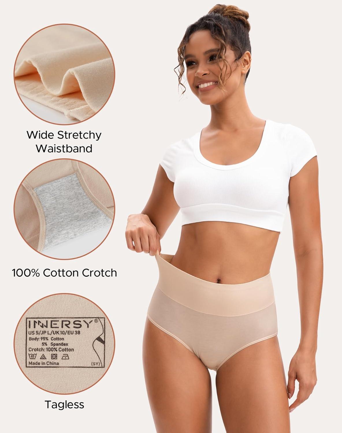 imageINNERSY Womens Underwear Cotton Soft Underwear High Waisted Breathable Briefs 5 PackMacaroon