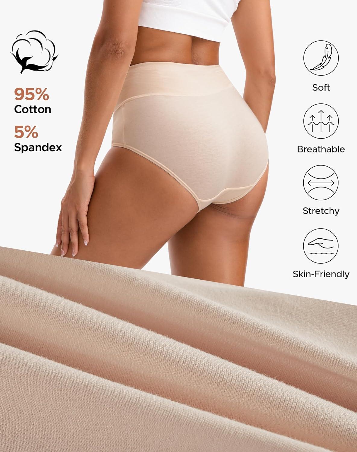 imageINNERSY Womens Underwear Cotton Soft Underwear High Waisted Breathable Briefs 5 PackMacaroon