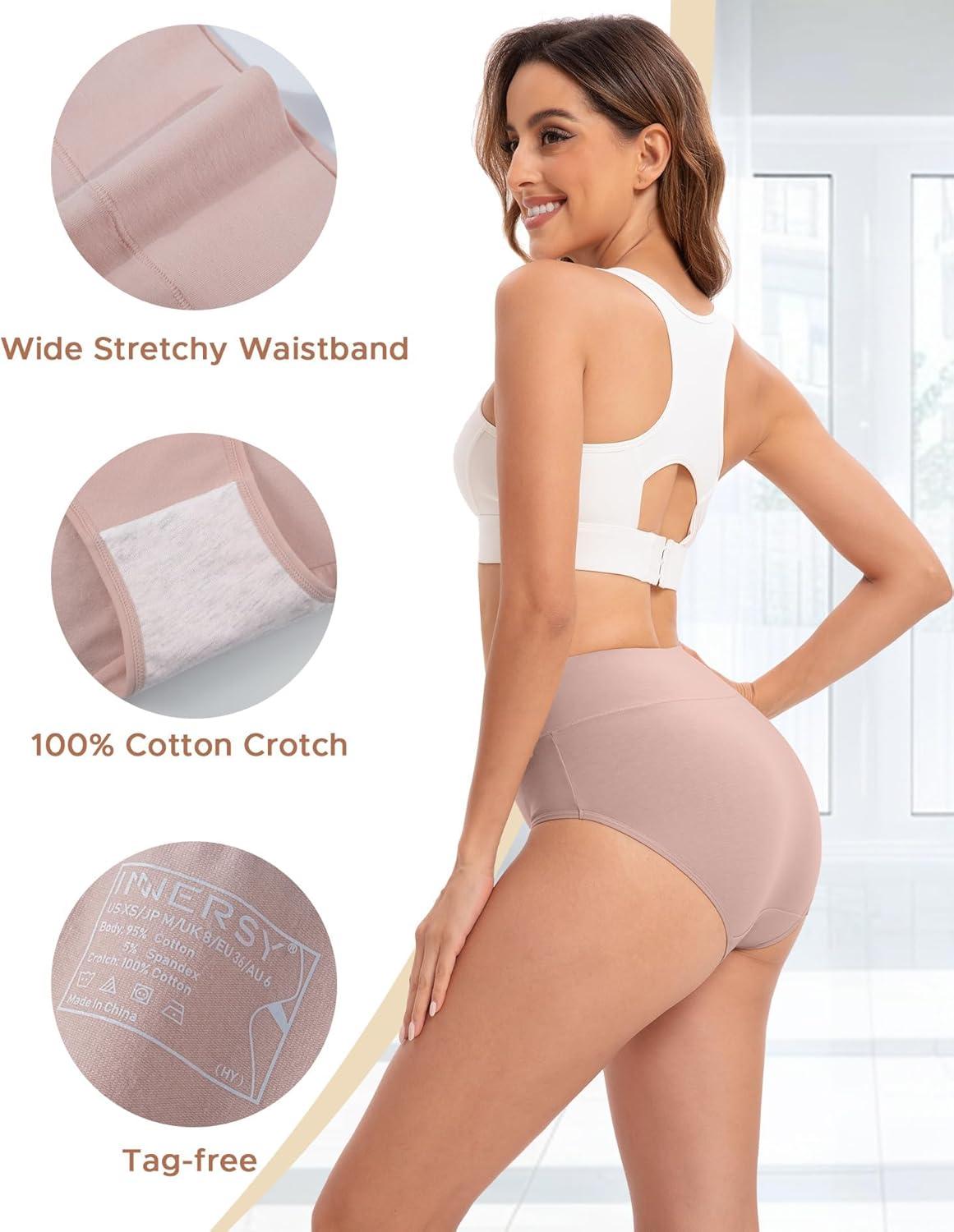 imageINNERSY Womens Underwear Cotton Soft Underwear High Waisted Breathable Briefs 5 PackMist Sand
