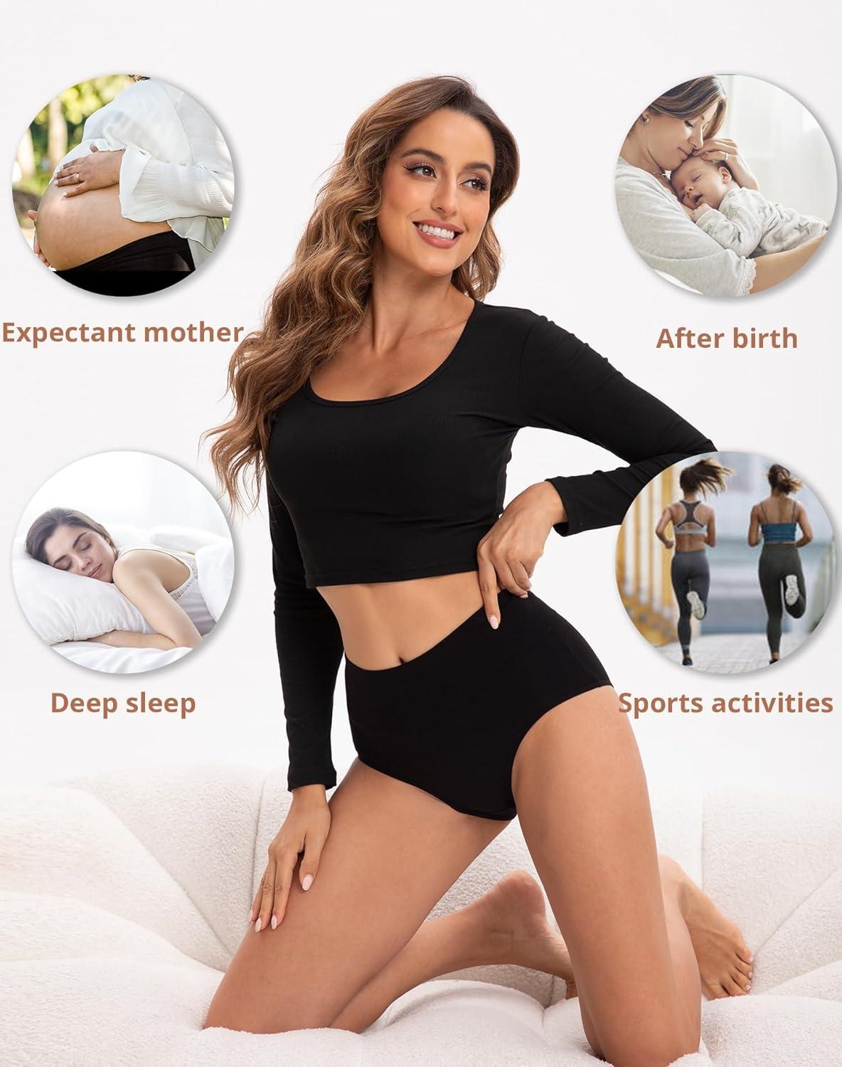 imageINNERSY Womens Underwear Cotton Soft Underwear High Waisted Breathable Briefs 5 PackSolid Black