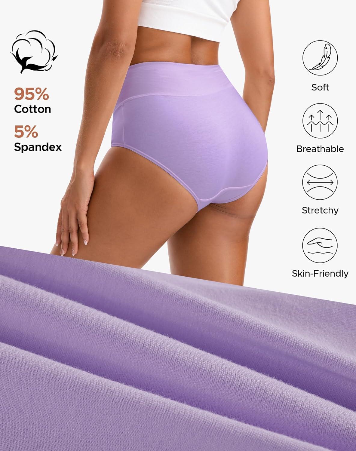 imageINNERSY Womens Underwear Cotton Soft Underwear High Waisted Breathable Briefs 5 PackStyle 1