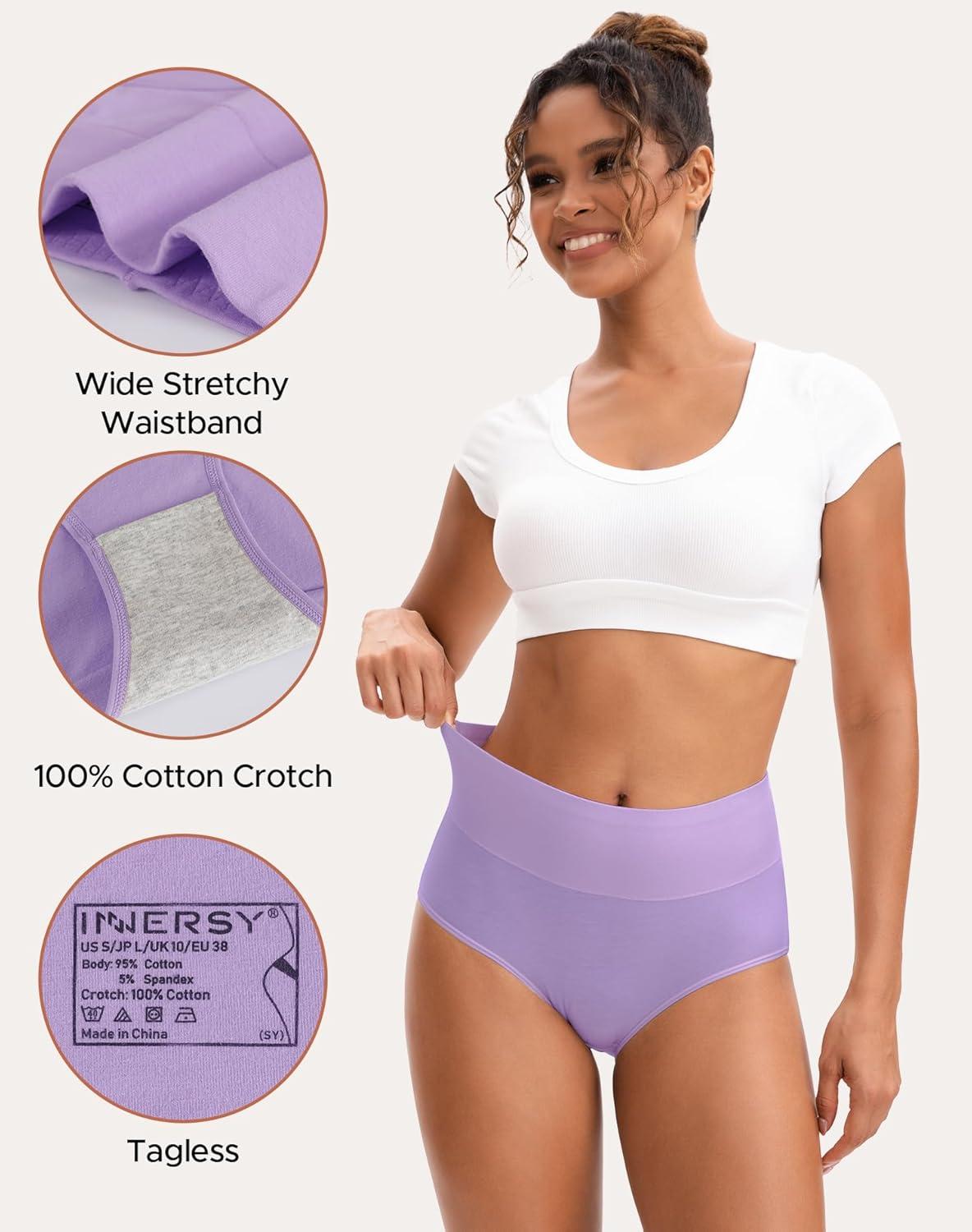 imageINNERSY Womens Underwear Cotton Soft Underwear High Waisted Breathable Briefs 5 PackStyle 1