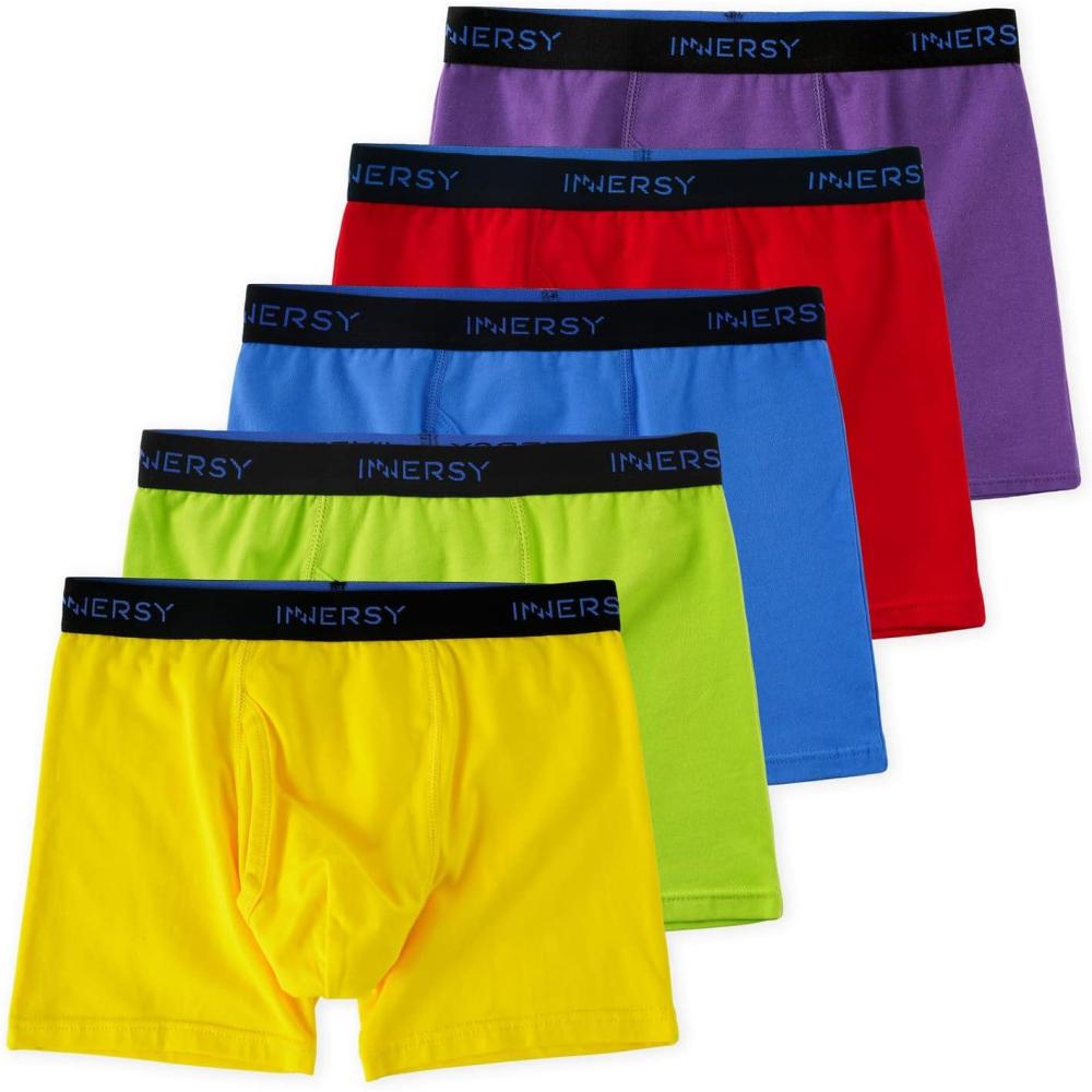 imageINNERSY Boys Underwear Stretchy Cotton Soft Boxer Briefs for 618 Teen Boys 5 PackBright Colors