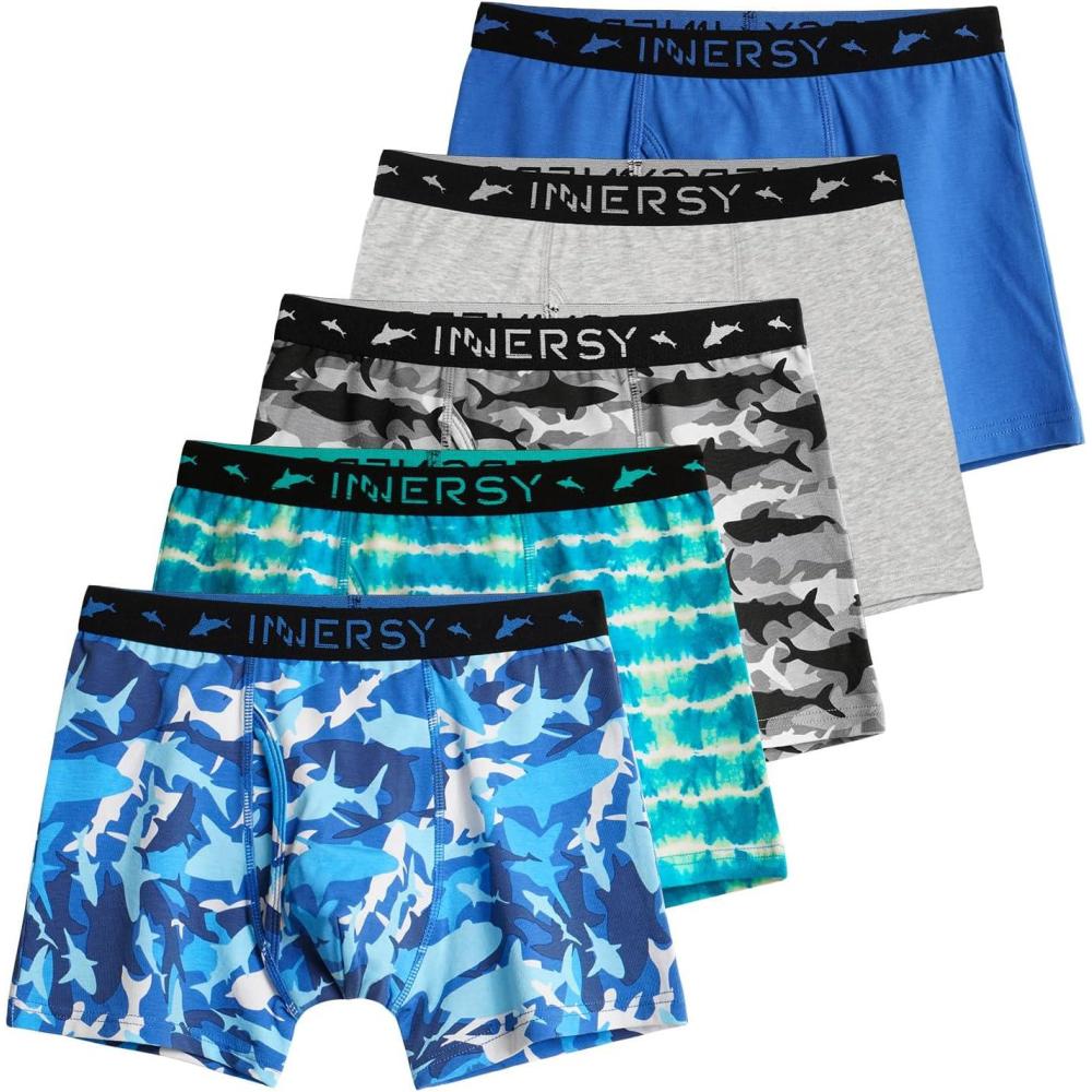 imageINNERSY Boys Underwear Stretchy Cotton Soft Boxer Briefs for 618 Teen Boys 5 PackCamouflage Blue