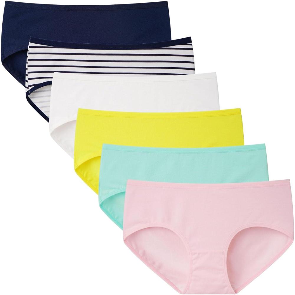 imageINNERSY Girls Cotton Underwear Teen Comfortable Panties Size 816 Briefs 6 Pack1 Stripe5 Colors