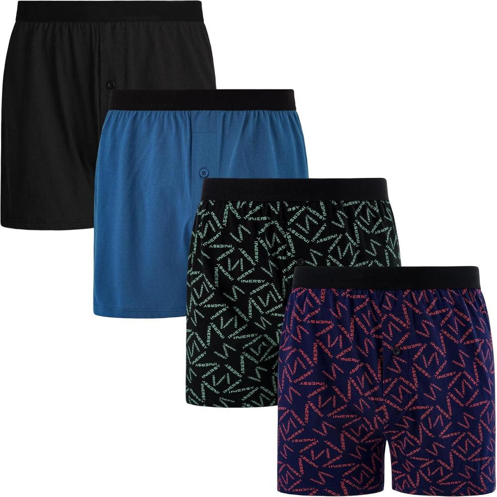 imageINNERSY Mens Boxer Shorts Loose Fit Soft Cotton Boxers for Men 4 PackAurora