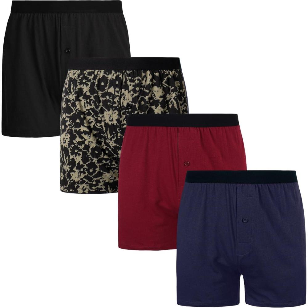 imageINNERSY Mens Boxer Shorts Loose Fit Soft Cotton Boxers for Men 4 PackRetro