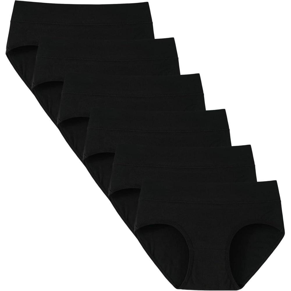 imageINNERSY Teen Girls Underwear Cotton Stretch Briefs Comfy Mid Rise Panties 6 PackSolid Black
