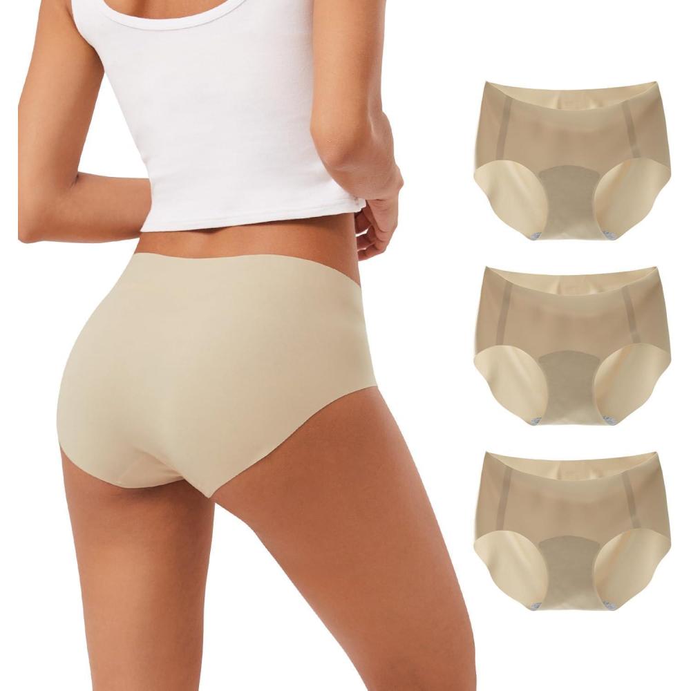 imageINNERSY Womens Seamless No Show Hipster Panties Invisible Light Underwear 3Pack3 Beige