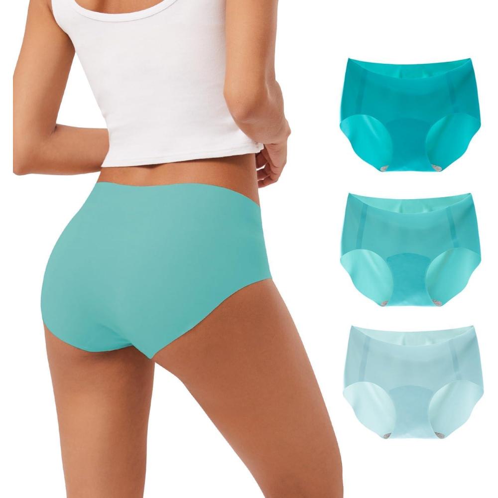 imageINNERSY Womens Seamless No Show Hipster Panties Invisible Light Underwear 3PackIcy Blue