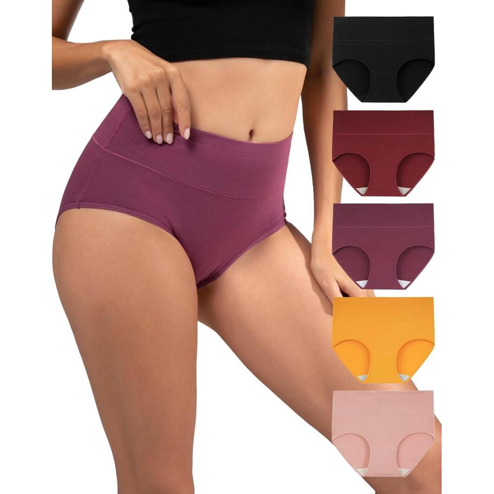 imageINNERSY Womens Underwear Cotton Soft Underwear High Waisted Breathable Briefs 5 PackDusky Glow