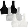 imageINNERSY Girls Sports Bra Cotton Comfortable Wireless Training Bra for Teen Girls 3 PackSolid BlackGreyWhite