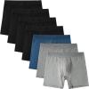 imageINNERSY Mens Cotton Underwear 7Pack Colorful Boxer Briefs with Fly for a WeekSpace Gray