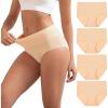 imageINNERSY Womens Cotton Underwear High Waist Ladies Briefs Full Coverage Panties 4PackNude