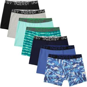 imageINNERSY Boys Boxer Briefs Cotton Breathable Underwear for 818 Teens 7 PackBlue Shark