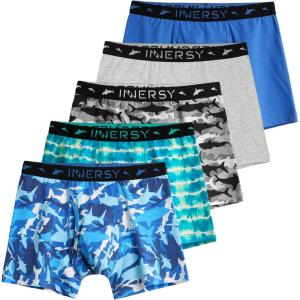 imageINNERSY Boys Underwear Stretchy Cotton Soft Boxer Briefs for 618 Teen Boys 5 PackCamouflage Blue