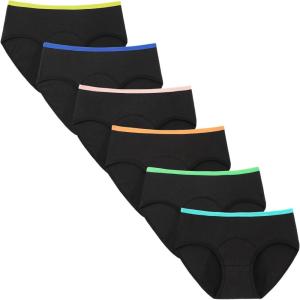 imageINNERSY Girls Period Underwear Hipster Cotton Menstrual Panties for Teens 6 PackBlack