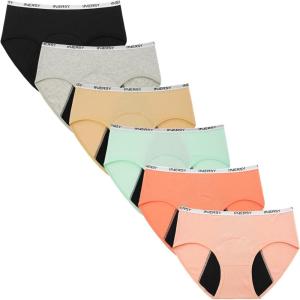imageINNERSY Girls Period Underwear Hipster Cotton Menstrual Panties for Teens 6 PackBright