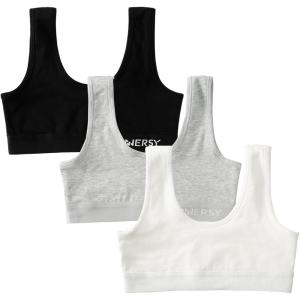 imageINNERSY Girls Sports Bra Cotton Comfortable Wireless Training Bra for Teen Girls 3 PackSolid BlackGreyWhite