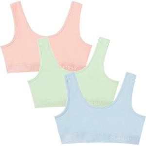 imageINNERSY Girls Sports Bra Cotton Comfortable Wireless Training Bra for Teen Girls 3 PackSpring Harmony