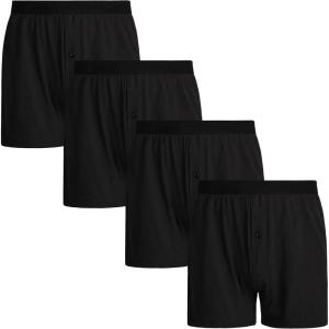 imageINNERSY Mens Boxer Shorts Loose Fit Soft Cotton Boxers for Men 4 Pack4 Black