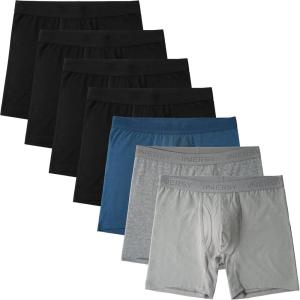 imageINNERSY Mens Cotton Underwear 7Pack Colorful Boxer Briefs with Fly for a WeekSpace Gray