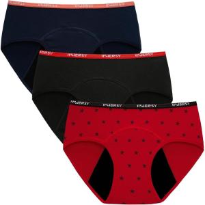 imageINNERSY Period Underwear for Teens Girls Cotton LeakProof Menstrual Panties 3PackMoonlight Star