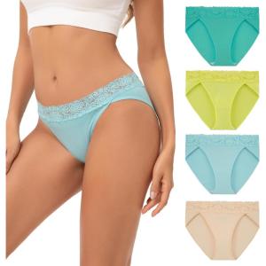 imageINNERSY Womens Cotton Bikini Underwear High Cut Lace Hipster Panties 4PackFresh Natural