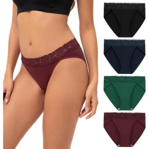imageINNERSY Womens Cotton Bikini Underwear High Cut Lace Hipster Panties 4PackGorgeous Midnight