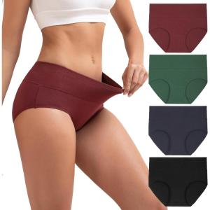 imageINNERSY Womens Cotton Underwear High Waist Ladies Briefs Full Coverage Panties 4PackDark Vintage