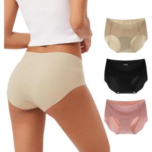 imageINNERSY Womens Seamless No Show Hipster Panties Invisible Light Underwear 3PackBlackBrick RedNude