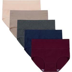 imageINNERSY Womens Underwear Cotton Soft Underwear High Waisted Breathable Briefs 5 PackBasics