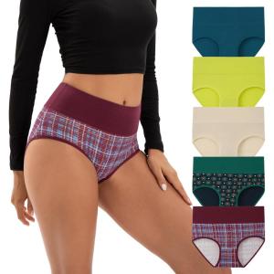 imageINNERSY Womens Underwear Cotton Soft Underwear High Waisted Breathable Briefs 5 PackChristmas
