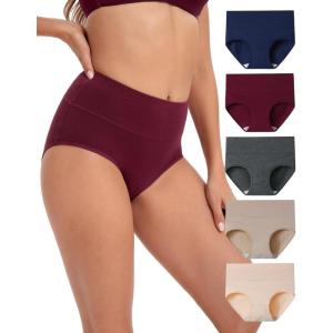imageINNERSY Womens Underwear Cotton Soft Underwear High Waisted Breathable Briefs 5 PackDeep Grain