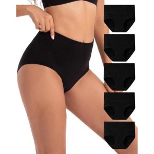imageINNERSY Womens Underwear Cotton Soft Underwear High Waisted Breathable Briefs 5 PackSolid Black