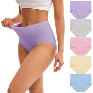imageINNERSY Womens Underwear Cotton Soft Underwear High Waisted Breathable Briefs 5 PackStyle 1