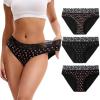 imageINNERSY Period Underwear for Women Cotton Lace Leakproof Menstrual Hipster Panties Bikini Briefs 3PackBlossom Star