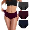 imageINNERSY Period Underwear for Women Leakproof High Waisted Menstrual Cotton Panties 3 PackDark Rednavygray