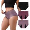 imageINNERSY Period Underwear for Women Leakproof High Waisted Menstrual Cotton Panties 3 PackMidnight Iris