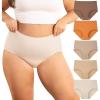 imageINNERSY Plus Size M5XL Big Curvy Woman Cotton Underwear High Waist Briefs 5PackCocoa Nude